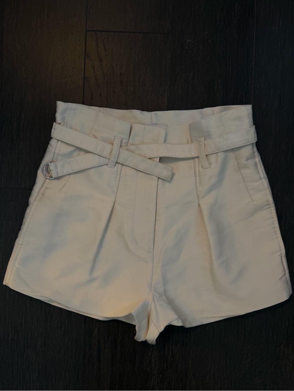 3.1 Phillip Lim Cream High-Waist Belted Shorts